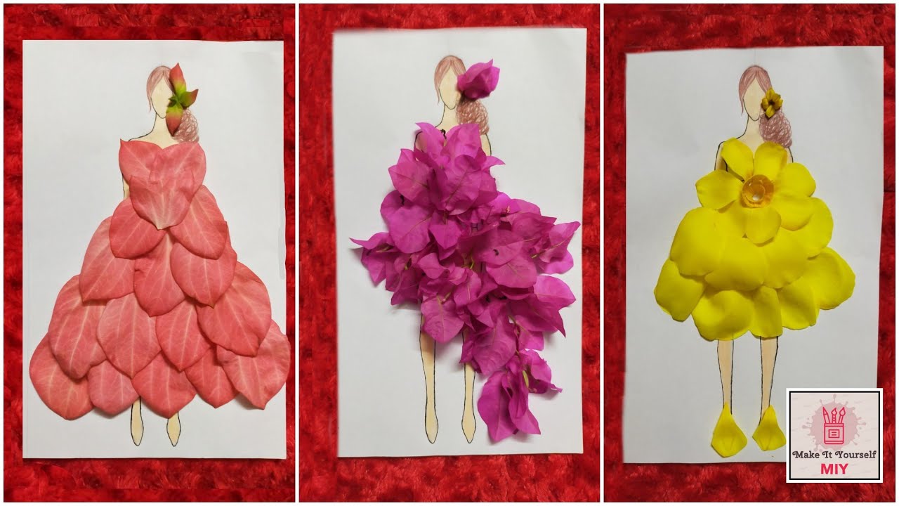 Elegant Drawings Of Girls Wearing Dresses Made Of Real Flower Petals   Fubiz Media