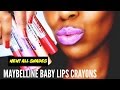 NEW! Maybelline Baby Lips Color Balm Crayons - All Shades Swatch Video I ByBare
