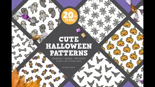 Pattern Pack Cute Halloween Party Stock Graphics Download