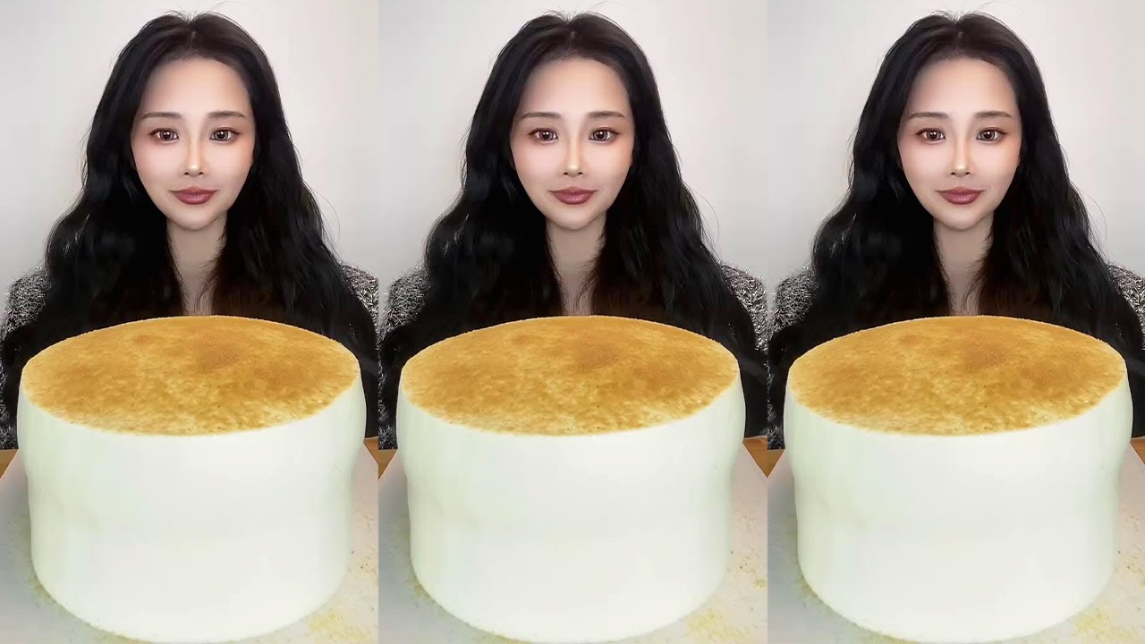 Asmr🍰Eating Soy Milk Black Sesame Cake🍰 (Soft And Waxy Sound) 크림丨먹방丨Mukbang丨Satisfying丨Eatingshow