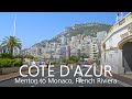 4k scenic drive in cote dazur french riviera menton  monaco  a8