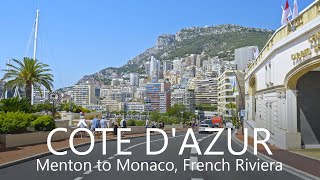 4K Scenic Drive in Cote d'Azur (French Riviera) Menton  Monaco  A8