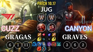 T1 Cuzz Gragas vs DWG Canyon Graves Jungle - KR Patch 10.17