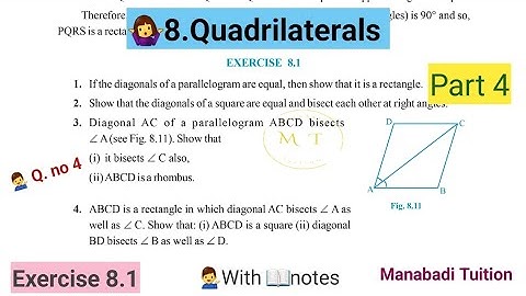9th class maths| Chapter 8| 💁Quadrilaterals| Exercise 8.1| Q no 4 |part 4|with notes |CBSE| NCERT|