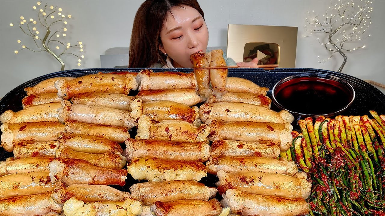 ASMR 통통한 통대창 파김치 먹어볼게요 리얼먹방 :) Beef intestines, green onion kimchi MUKBANG