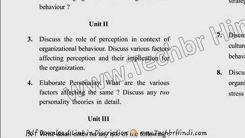 May 2019 BBA 4th Sem Organizational Behaviour Question Paper