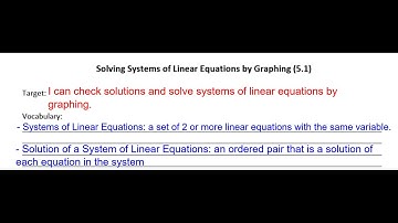 Algebra 1 5.1 Solving Systems of Equations by Graphing