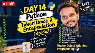Python OOP: Inheritance & Encapsulation Explained with Real-Time Examples | Telugu|Day 14