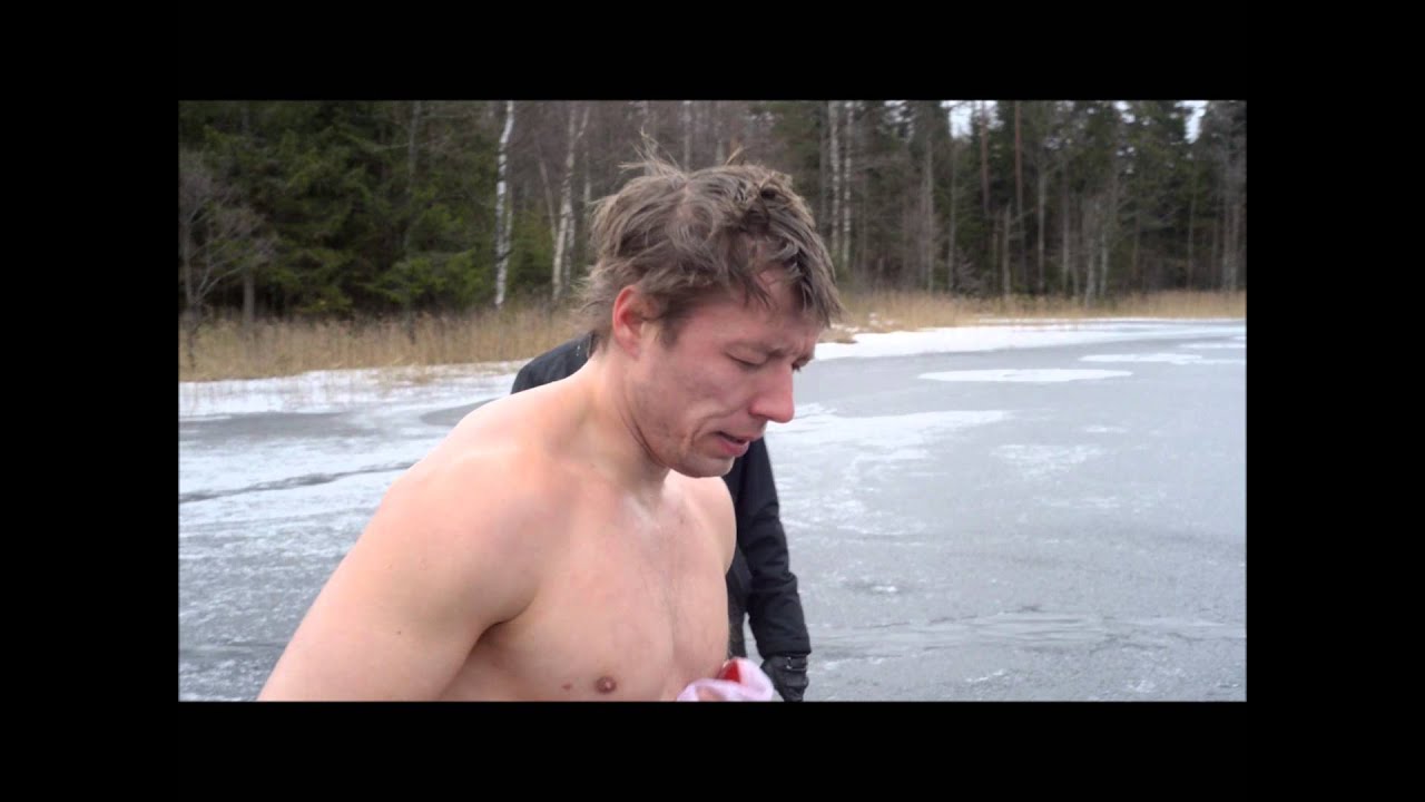 under ice swimming POV