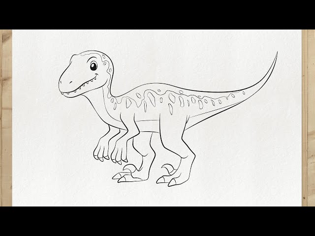 Lindo Dibujo De Velociraptor Raptor De Dibujos Animados Lindo.