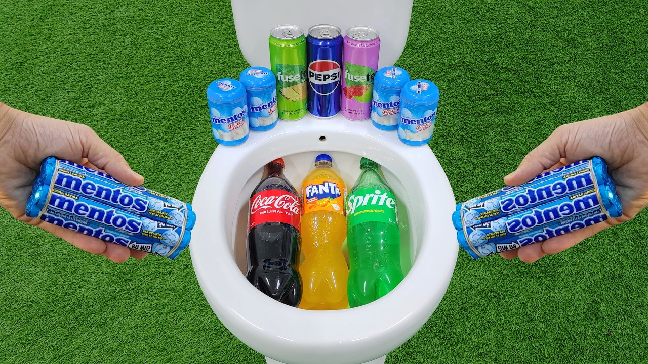 Эксперименты с колой и ментосом!! Большая Фанта, Кока-кола, Спрайт против Пепси, чай Fuse и менто...