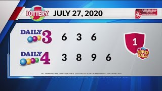 Daily 3 Daily 4 Evening Drawing: July 27, 2020
