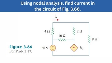 Prob 3.17 | Using nodal analysis, find current in the circuit of Fig. 3.66 | FEC 4th Edition