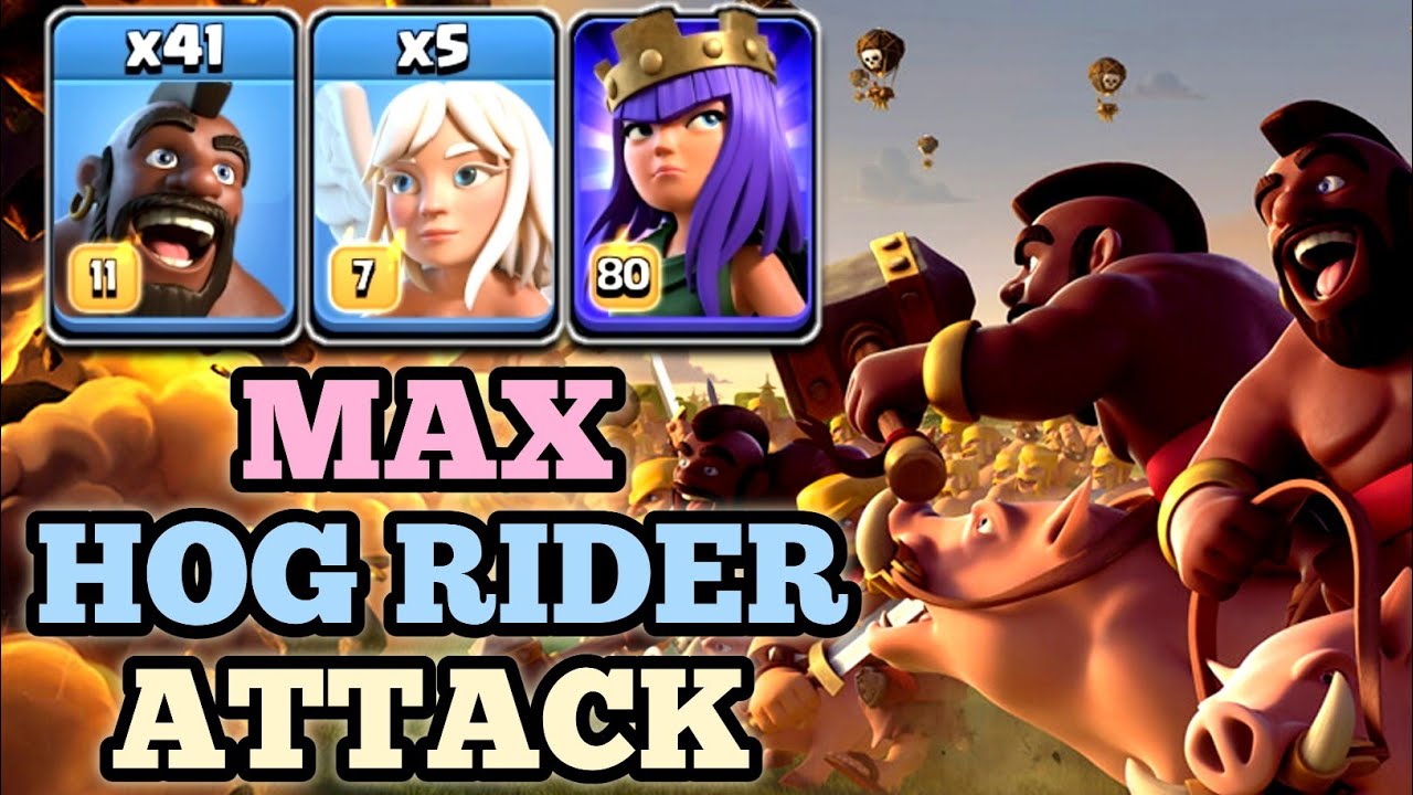 INSANE Th14 Max Hog Attack With Queen Charge & Healer !! Th14 Attack Strategy | Th14 Mass Hog Attack