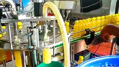 Automatic rotary liquid filling capping machine | mango juice, oil, liquid soap 100-100ml.