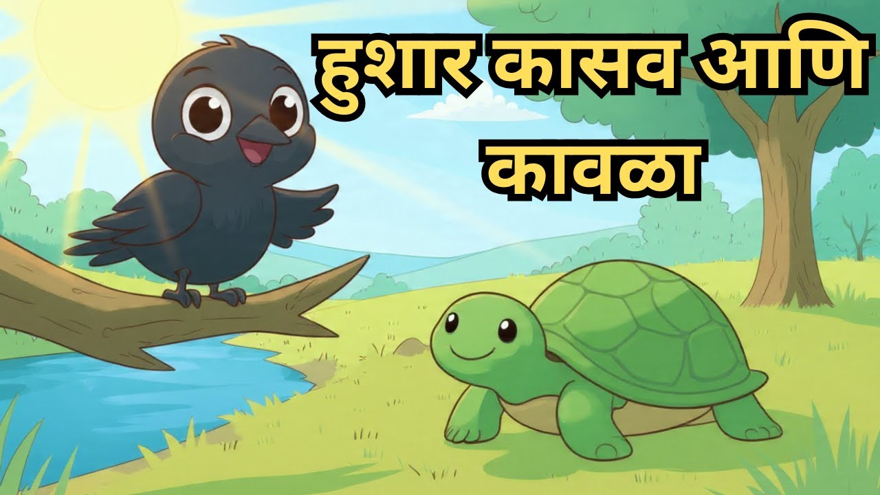 हुशार कासव आणि कावळा | The Clever Turtle and the Crow |Marathi Kids Story 