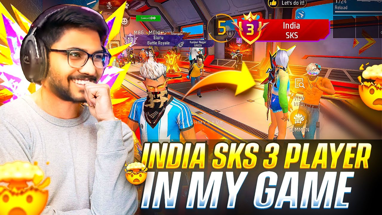 India's No.3 SKS Player in My Game 😨 SKS Player Ey Cute Little Lady 😋🔥 - Free Fire Telugu - MBG ARMY