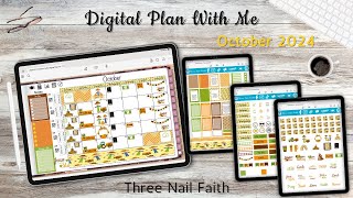 Digital Plan with Me October 2024 | Fall Scarecrow Theme Digital Stickers | GoodNotes Tips | iPad screenshot 3