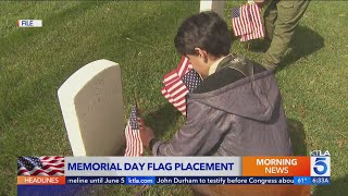 Los Angeles area Boy scouts honor fallen soldiers with Memorial Day flags