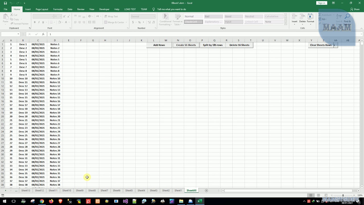 Split Data Into Multiple Worksheets By Rows Count In Excel