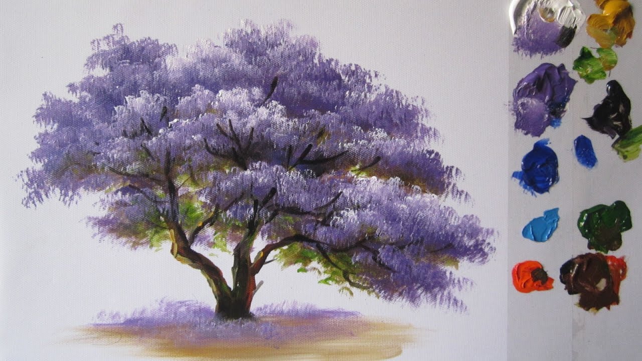 How to paint a tree in acrylics lesson 2 - YouTube