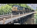 Fast Coal Train With DPU Passes Abandoned Train Station, Fast Train On Railroad Bridge, Sidney Ohio