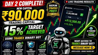 🔥 Day 2 Complete! ₹90,000 Capital to 15% Profit 🤖 | TradeX Binary Bot | OTC Market Strategy