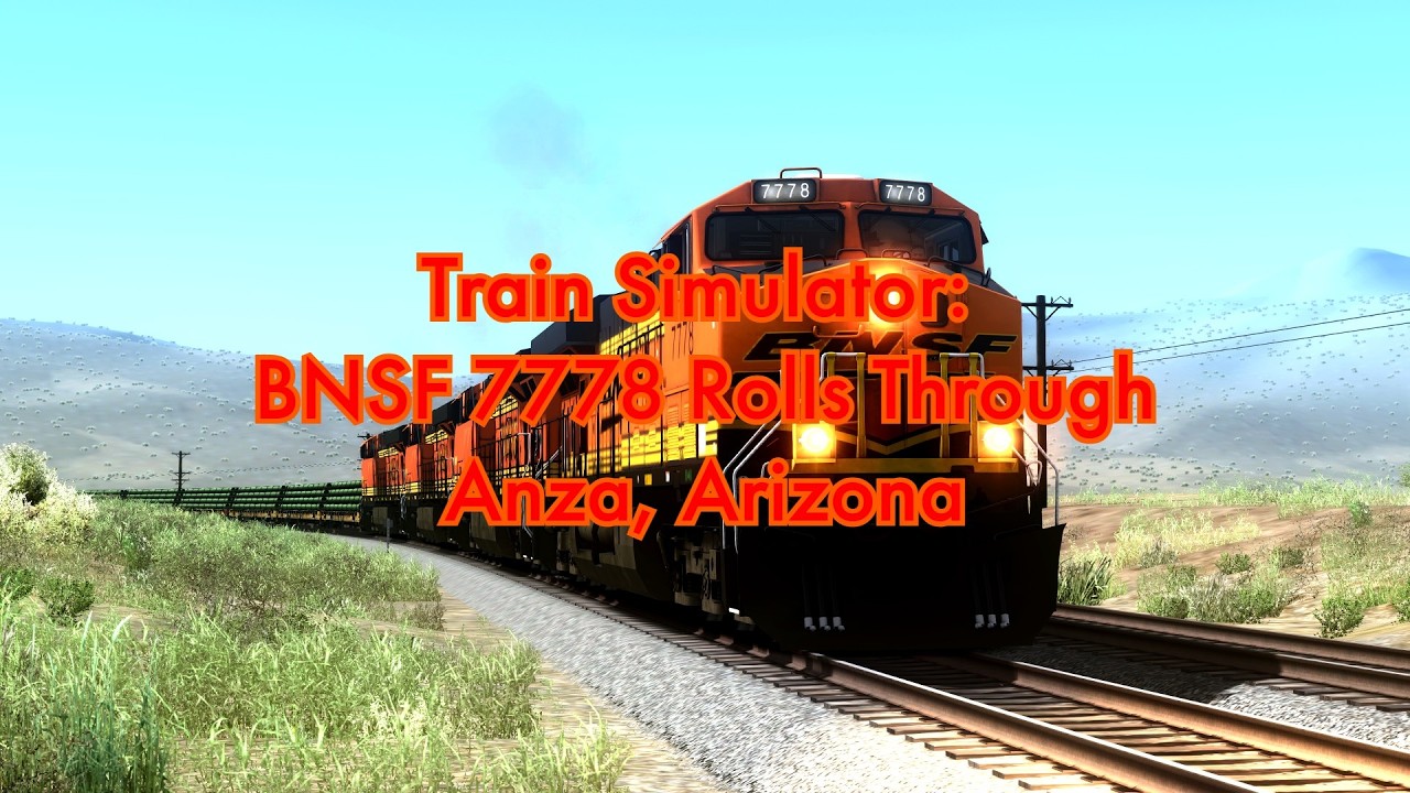 4K Train Simulator: BNSF 7778 Rolls Through Anza, Arizona - YouTube