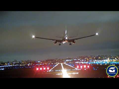 Sequência de Pousos Noturnos com Boeing 747 da Lufthansa em Guarulhos (SBGR)