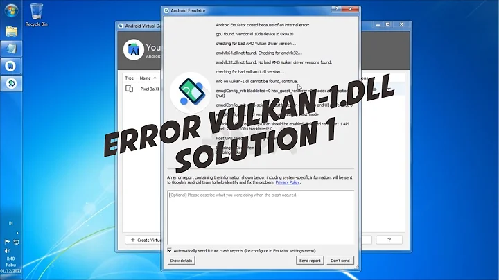 Android Studio Emulator Error Vulkan-1.dll, Solution 1