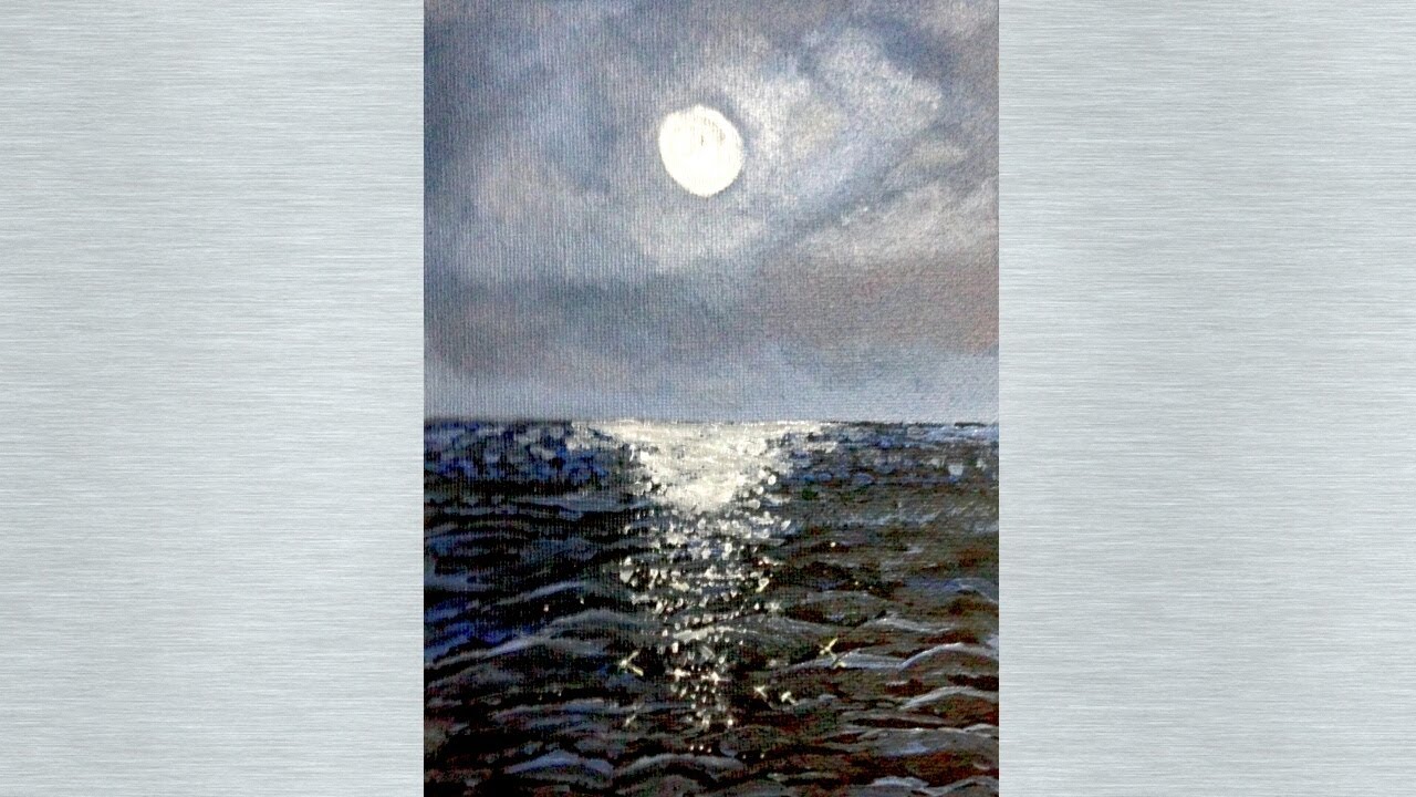 Full Moon over the Ocean | Easy Oil painting tutorial - YouTube