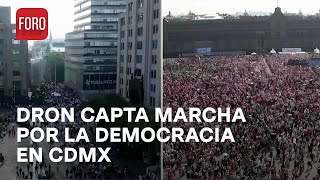 Así se vio desde el aire la Marcha Nacional por Nuestra Democracia 2024 en Ciudad de México