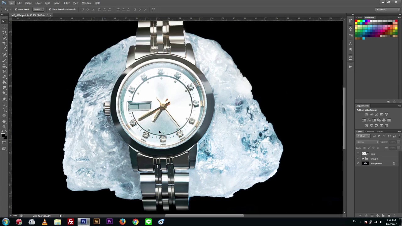 [siika] แต่งภาพนาฬิกา วัตถุพื้นผิวสะท้อน // Photoshop watch texture