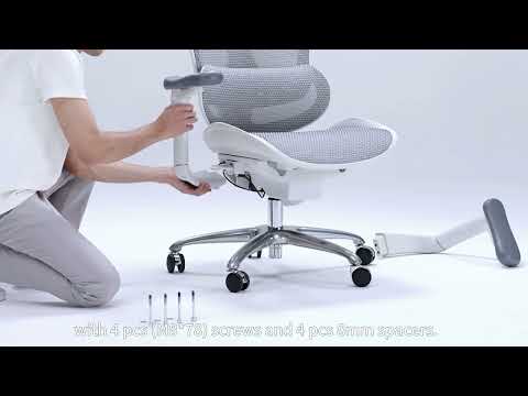 Уникальное эргономичное кресло в офис SIHOO Focus C100-B102 светло-серое с изящными изгибами антилопы куду, видео 1