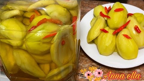 Xoài ngâm chua ngọt _ Cách làm giúp xoài giòn rụm , màu vàng đẹp tự nhiên.