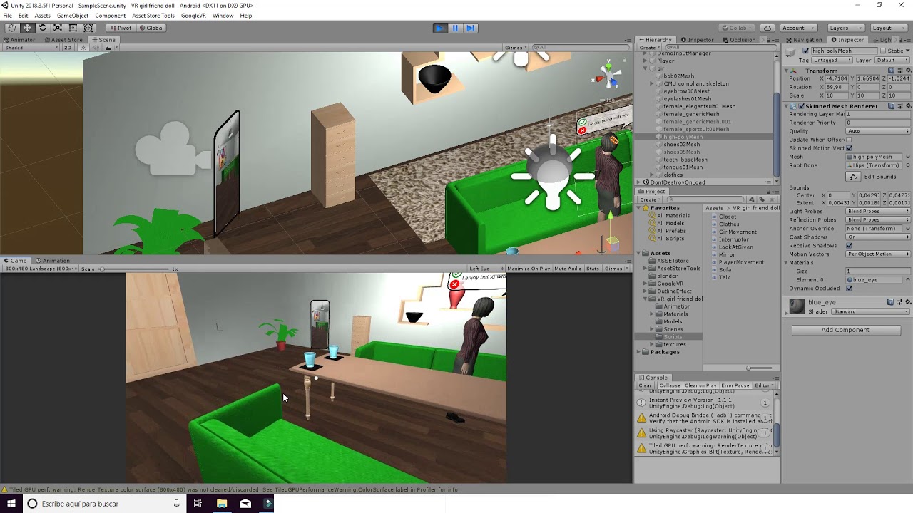 VR girlfiend doll room unity3D asset store cardboard buddies TUTORIAL01 ...