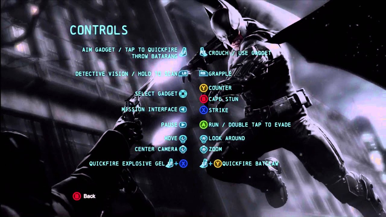 Batman Arkham Origins In Game Controls How To Play The Game - YouTube