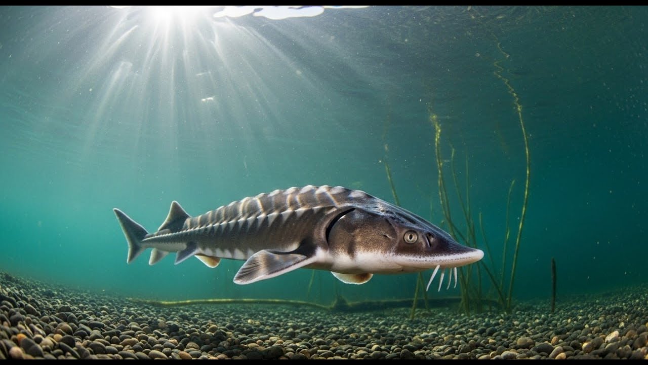 Как осетры делят корм с кои