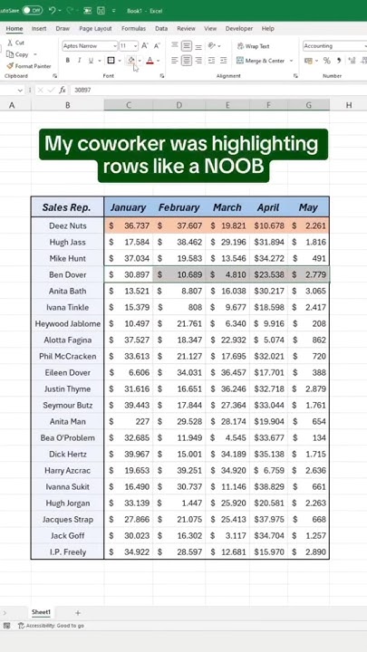 Learn to use VBA to HIGHLIGHT THE ACTIVE ROW in Excel. - YouTube
