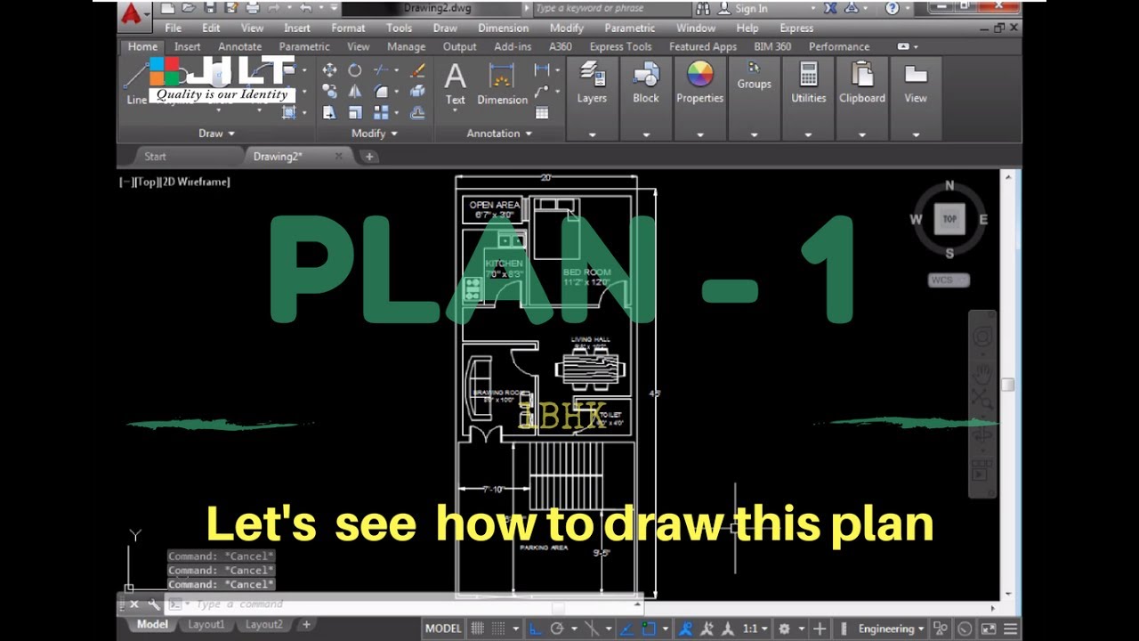 AutoCad How to create complete 2D House Floor plan AutoCad How to create complete 2D House Floor plan