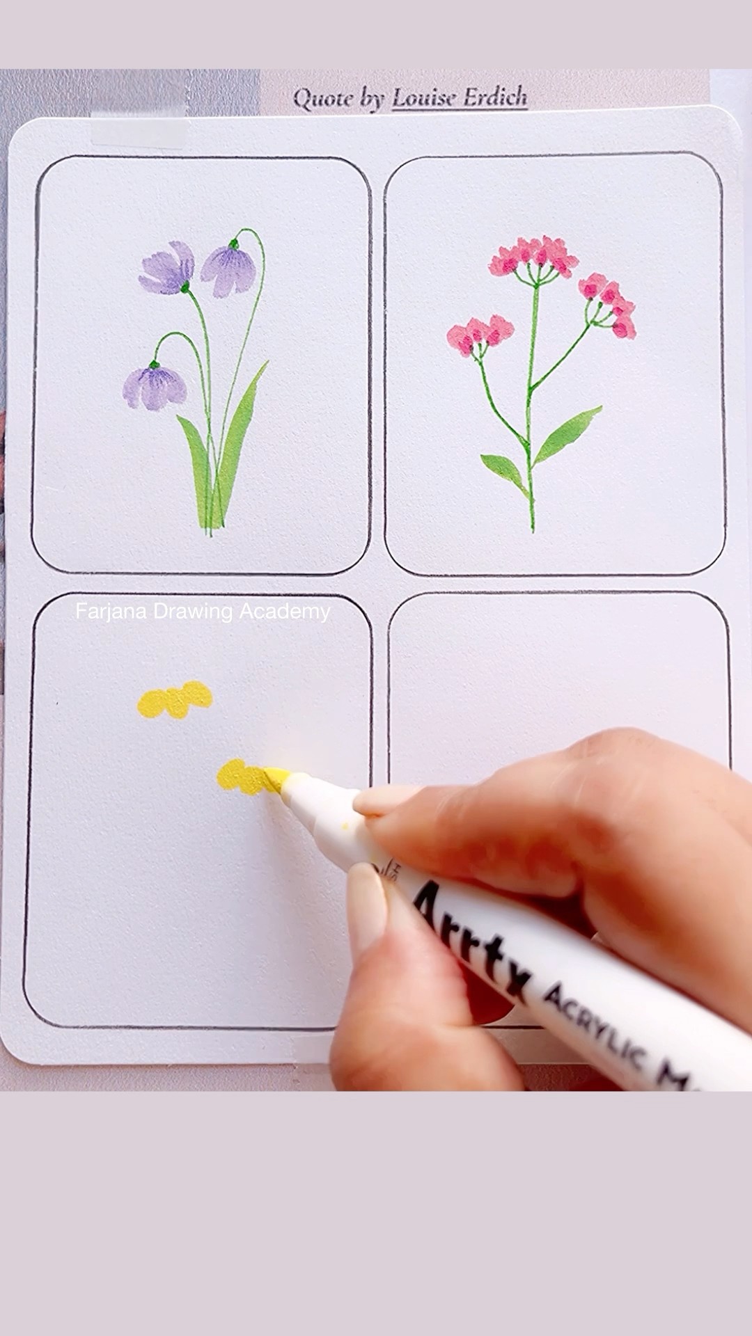 4 Easy way to draw flowers #art #painting #satisfying #shorts