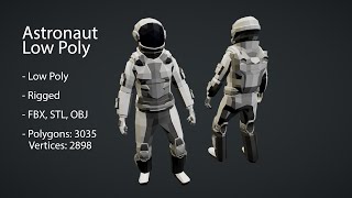 3D LowPoly Astronaut Model Rig Presentation