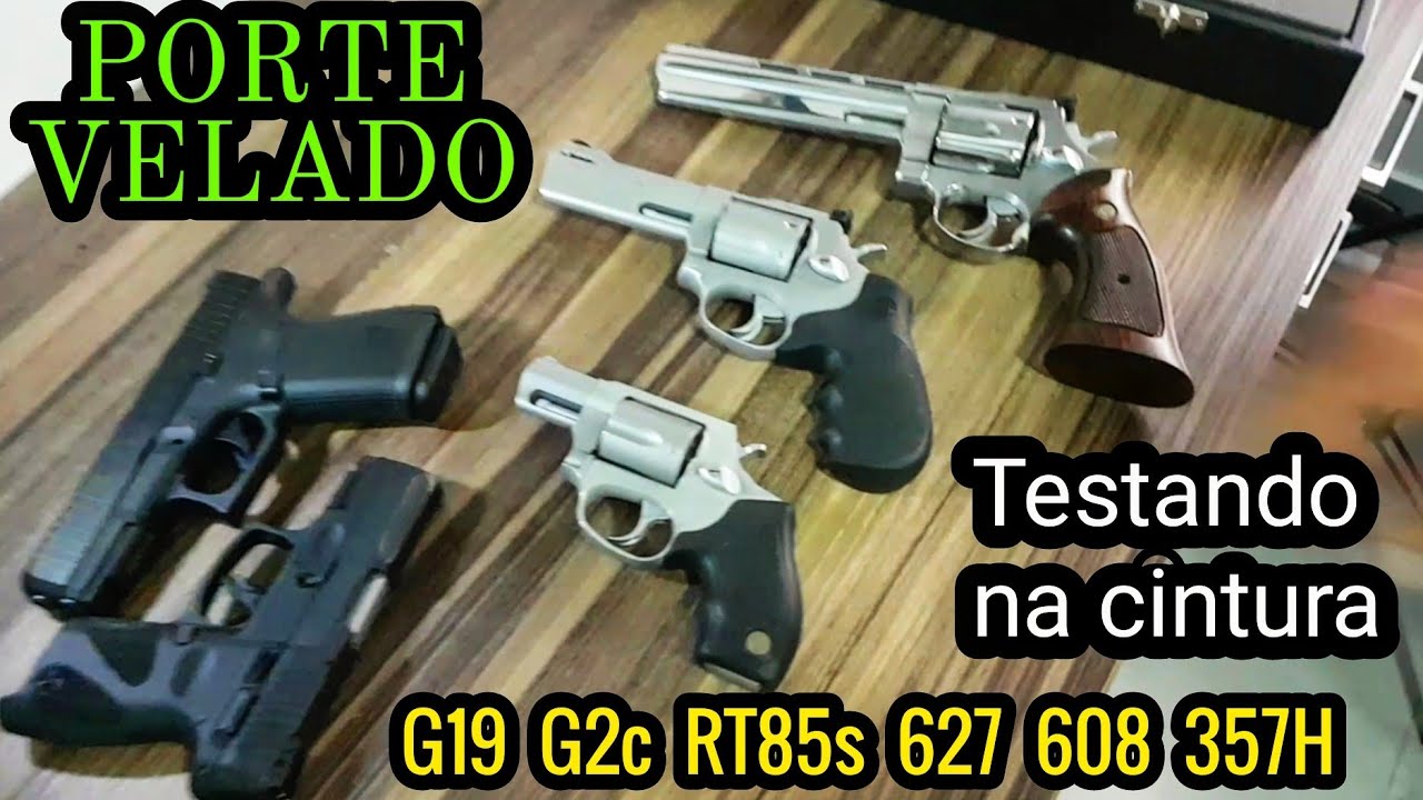 Porte velado testando revolver e pistola na cintura. Ocultando a G2c, Glock, RT627, 608, 357H Porte velado testando revolver e pistola na cintura. Ocultando a G2c, Glock, RT627, 608, 357H