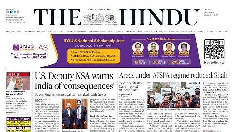 1 April 2022 | The Hindu Newspaper Analysis | Current Affairs 2022 #UPSC #IAS #Todays The Hindu