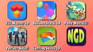 Fill Master 3D, Balloon Stack 3D, Puny Mortals!, Perfect Heist!, Cutting Skills 3D | New Games Daily screenshot 2