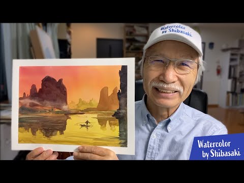 [Eng sub] Watercolor Painting demo | River scenery in guilin | landscape | Calming art