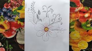 How to draw beautiful flower design step by step | Flower design drawing
