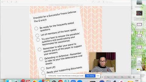 PART 3: THE THESIS DEFENSE Q AND A  l   CHECKLIST FOR A SUCCESSFUL THESIS DEFENSE