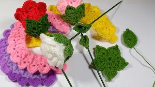 Rosa tejidas a CROCHET 🌹 en Tira fácil y rápido de hacer. 🌹💝🌹💝🌹 parte 1 #tejidosacrochet #crochet