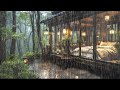 Heavy rain in the hidden house inside the forest  rain sound for sleeping study relaxing
